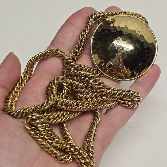 Carolee Lux Extra Long Heavy Chunky Gold Chain Necklace With Bronzallure Pendant - Picture 5 of 11